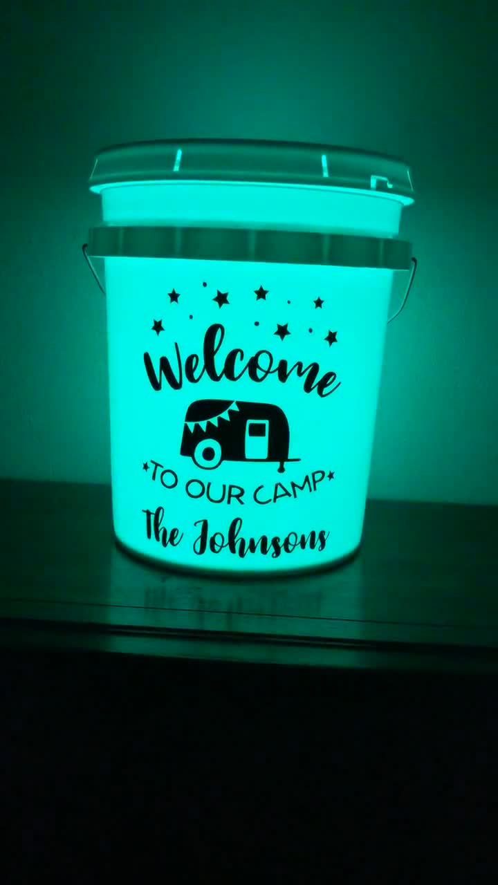 5 Gallon Light up Camping Bucket INCLUDES BUCKET Light Bucket Bucket,  Decal, Light and Remote Vinyl Decal Christmas Gift 