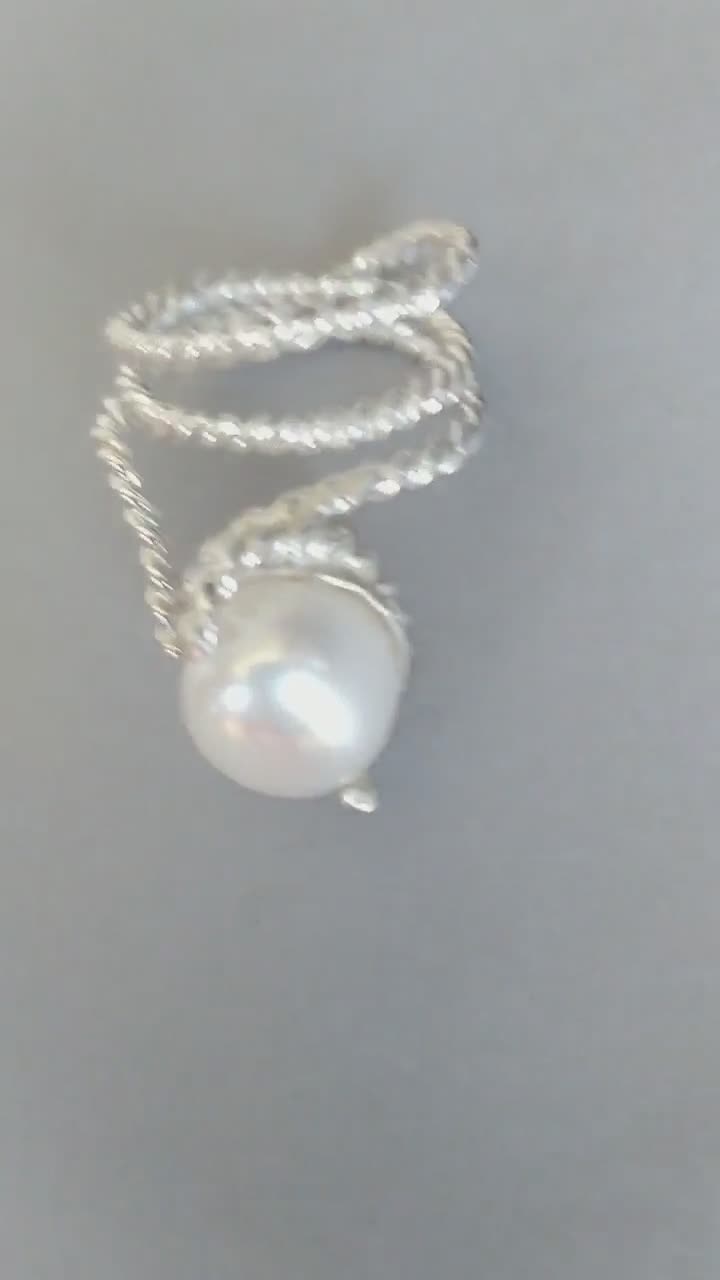 Large Pearl Ring, Silver Cocktail Jewelry