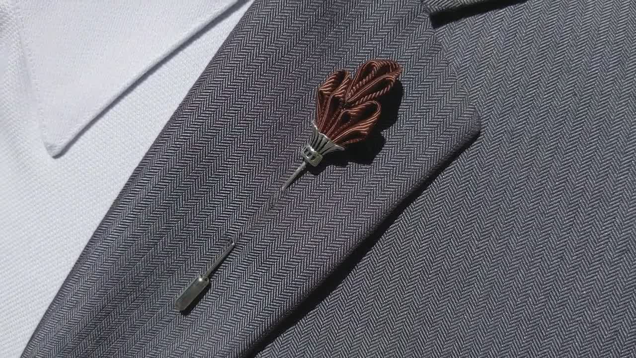 Brown Men's Lapel Stick Pin Royal Scepter, Wedding Boutonniere