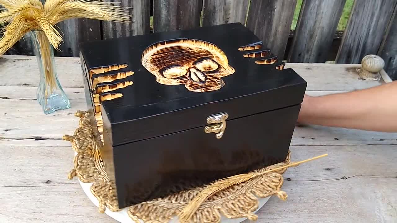 Halloween Dark Gothic Hand-painted Wood Jewelry Storage Box – 42shops