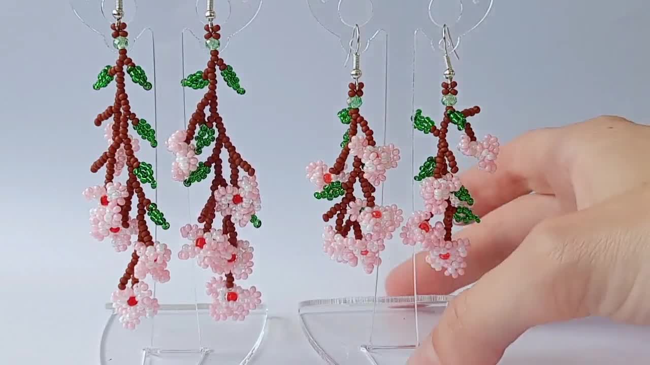 CHERRY BLOSSOM ~ HANDMADE GLASS BEAD EARRINGS – The Bead Tree