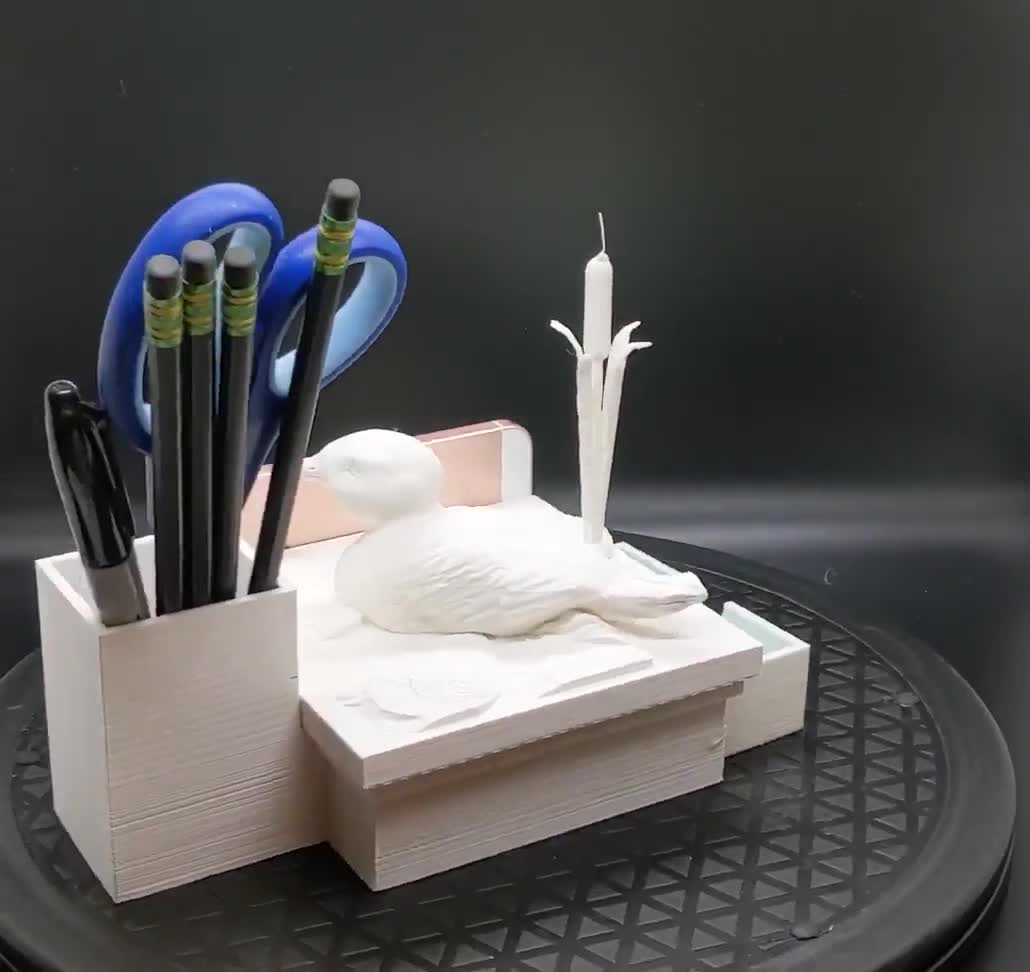 Duck Desk Organizer Wood Desk Caddy White Desk Organizer 3D Printed Desk  Organizer Business Card Holder Phone Desk Organizer 