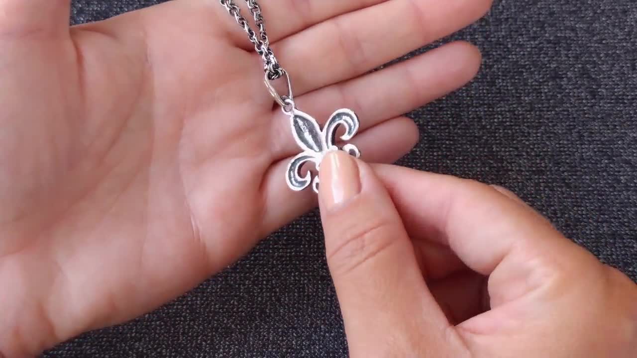 Fleur de Lis Silver Pendant Necklaces / Sterling Lily Jewelry Symbol