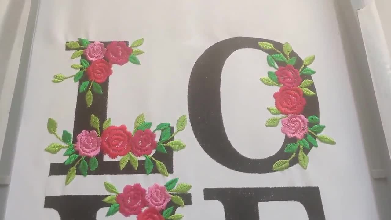 Roses floral Individual letter M garden flag monogram roses crown flowers  flower Font machine embroidery design 2, 3, 4, 5, 6, 7, 8 in