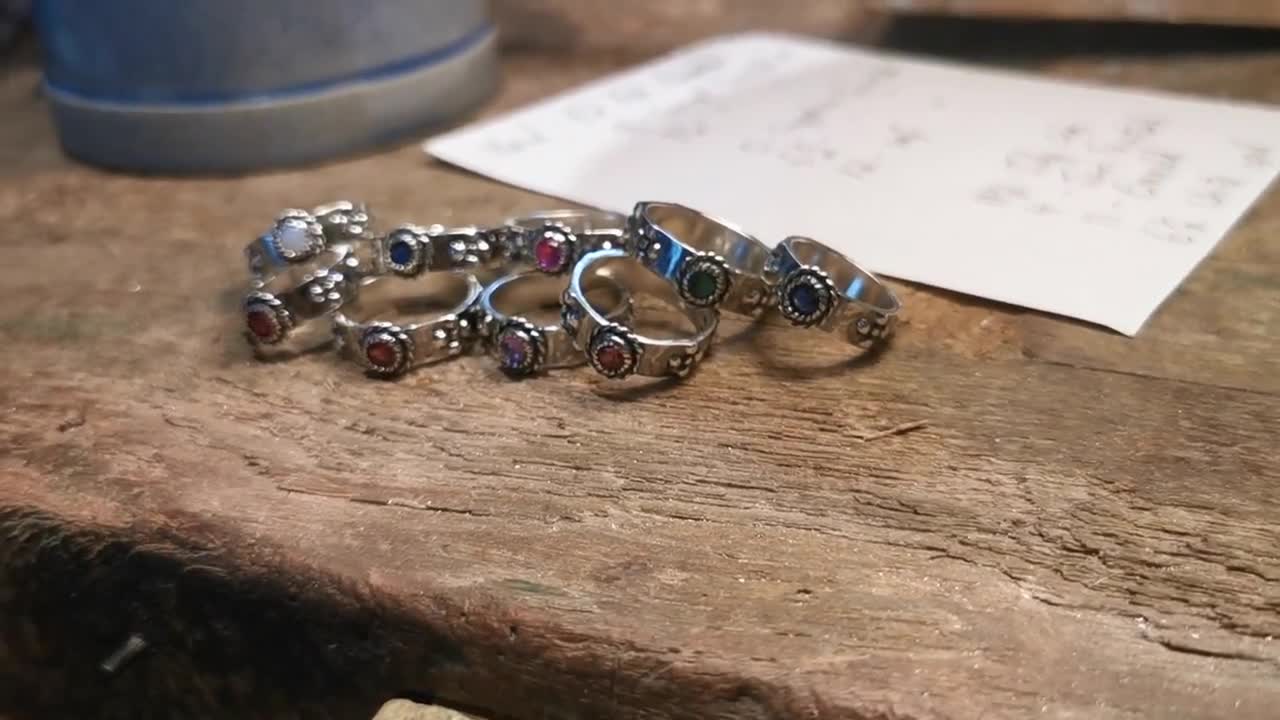 Matching Howl and Sophie Rings in Sterling Silver with Cabochon Births
