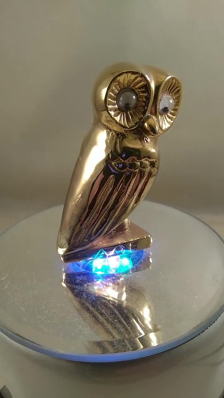 Vintage Solid Brass Miniature Owl, Antique Brass Owl, Good Luck Owl, Figure  
