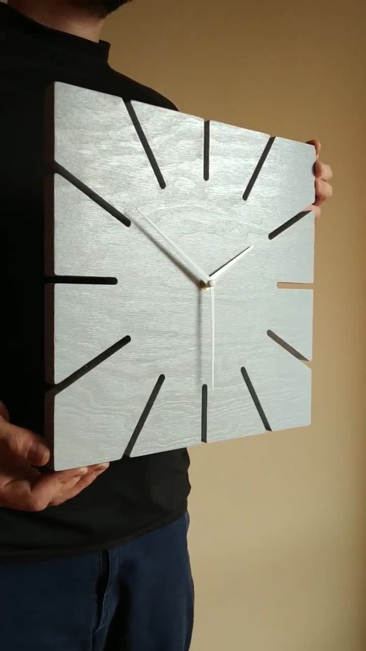 Gray Wood Clock, Grey Wall Clock, Minimalist Clock, Modern Clock, 11,81''  30cm, Modern Wall Clock 