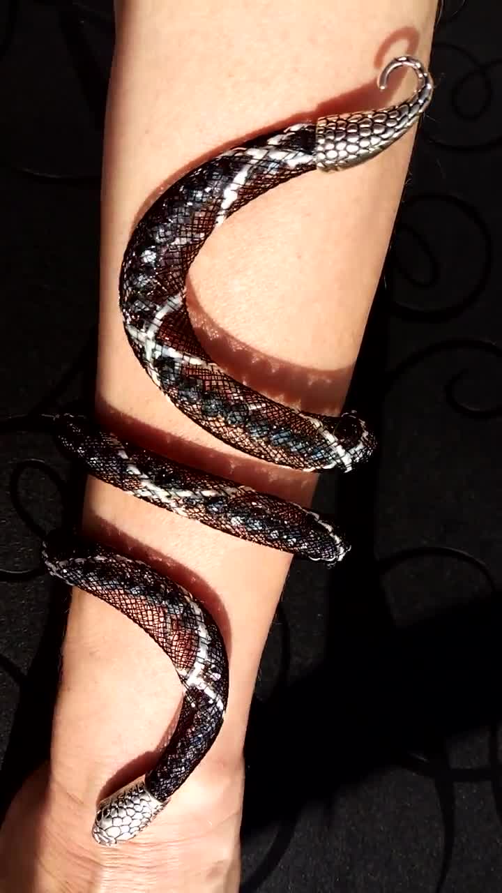 Silver Snake Wrist Cuff Bracelet Serpent Arm Cuff Snake Jewelry Serpent  Jewelry 