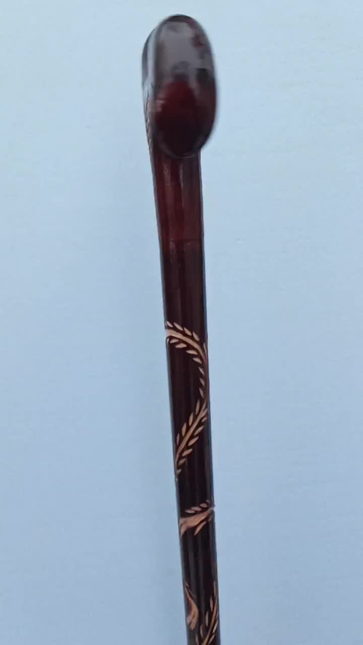 Wooden Cane for Women Carved Handle and Staff Wood Walking Stick