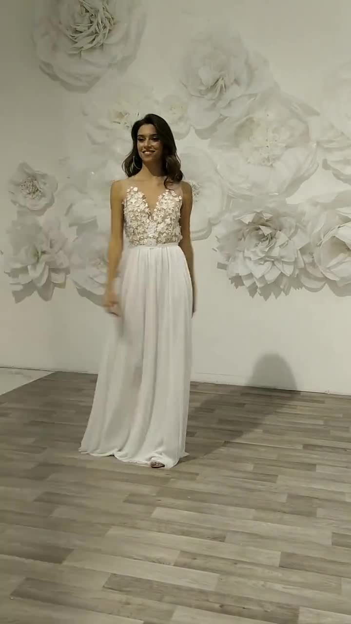 Wedding Dress, Plunge Neckline Wedding Dress, Unique Wedding Dress