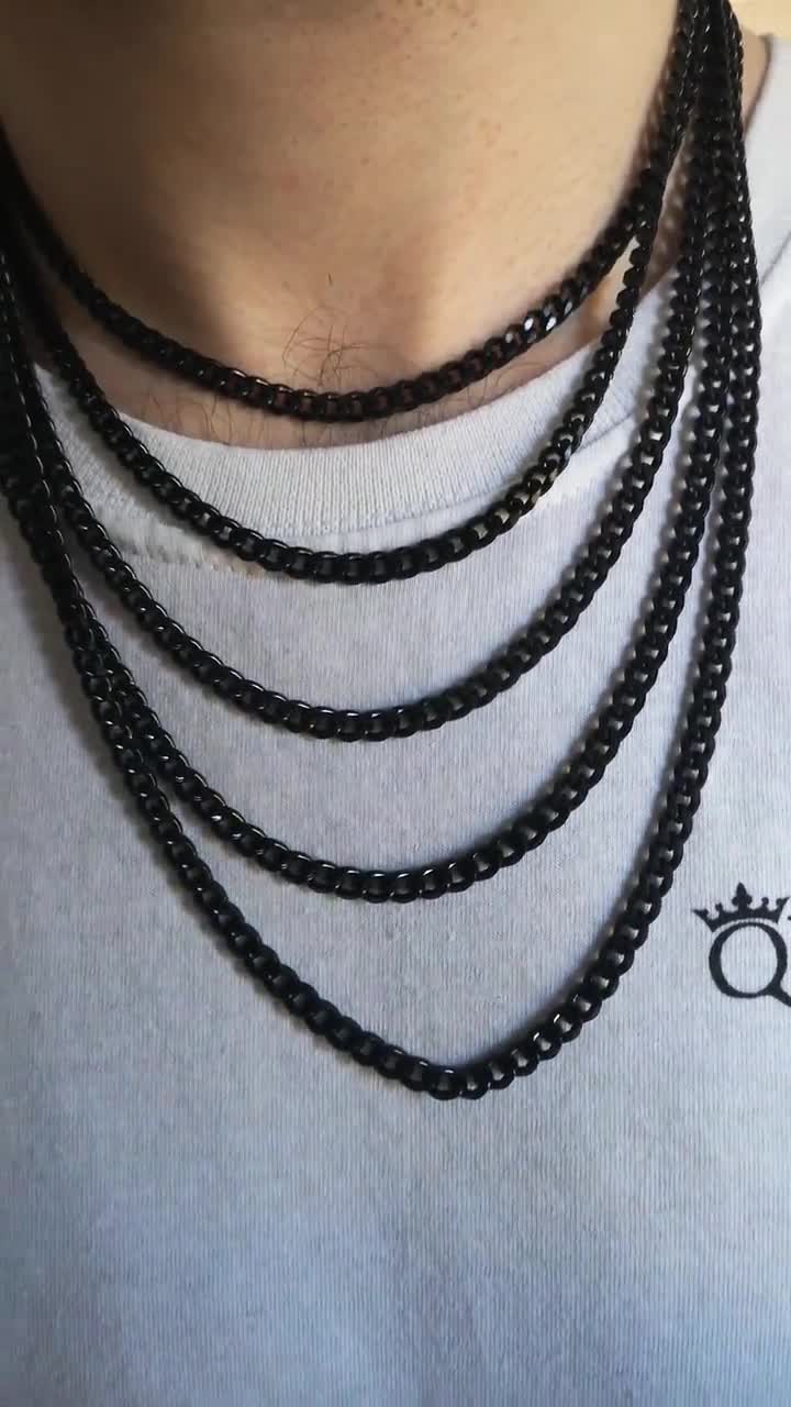 8 mm Black Stainless Steel Cuban Chain Necklace | In stock! | Lucleon |  Black chain necklace, Black chain, Mens black chain necklace