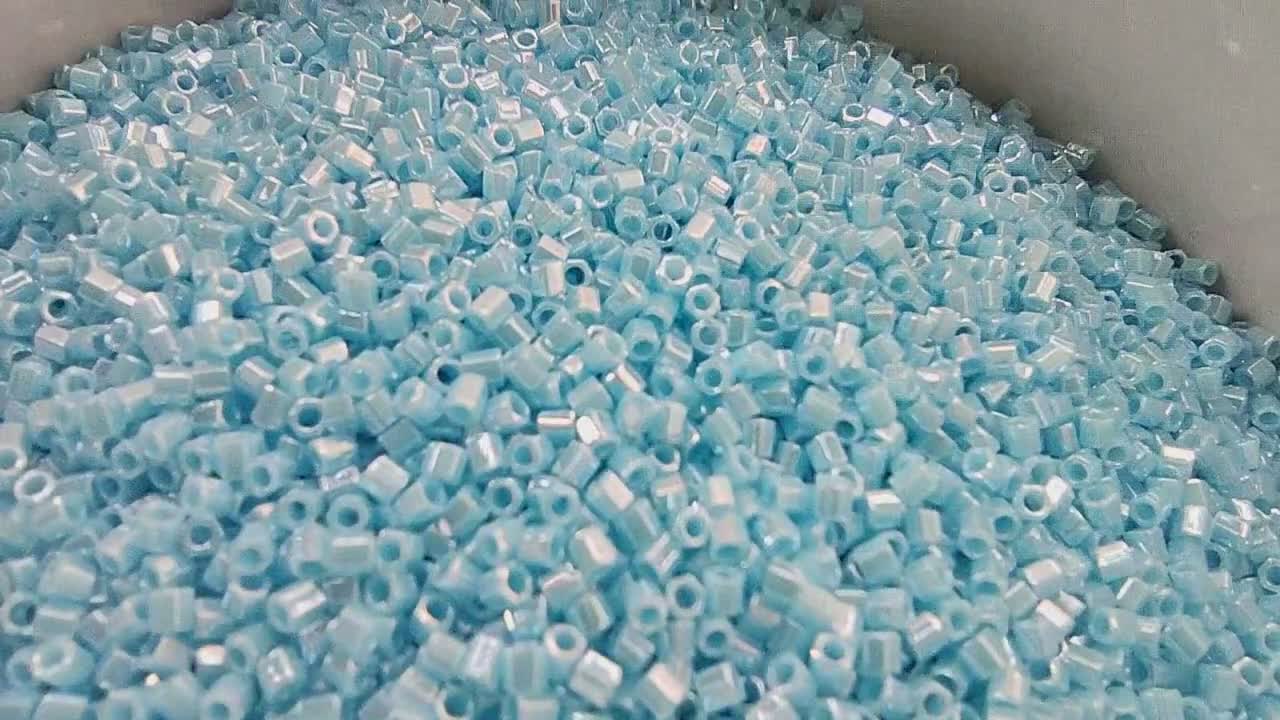 Miyuki 15/0 Hex Cut Beads, Opaque Turquoise Blue Luster, Japanese