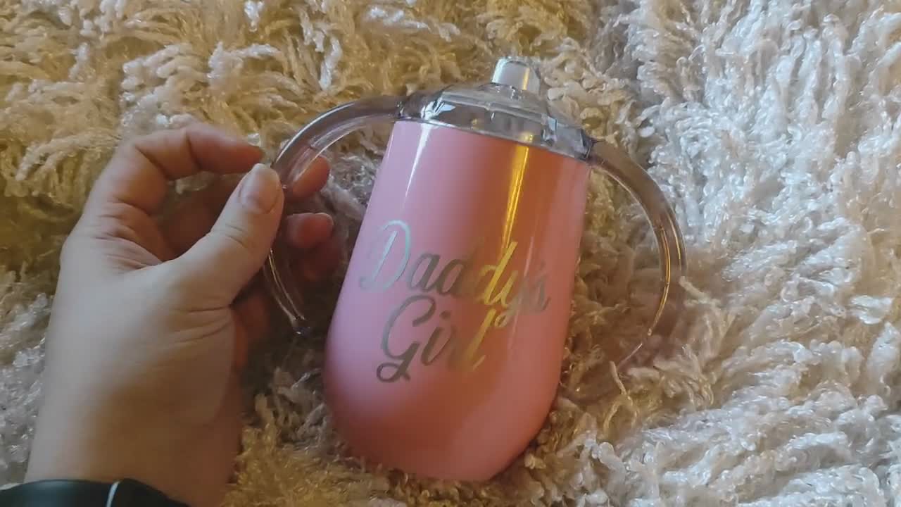 Adult sippy cup. Pink sippy cup for adult babies. Customised with daddy's  girl. Perfect ddlg gift. ABDL bottle drinks container. DDLG cup