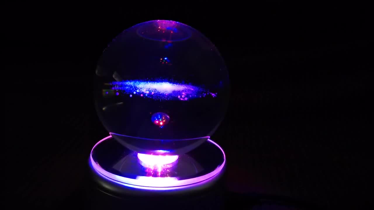 3D Crystal Ball With Galaxy System Model and Rotating LED Lamp Holder,best  Birthday Gift for Kids3.15 In 