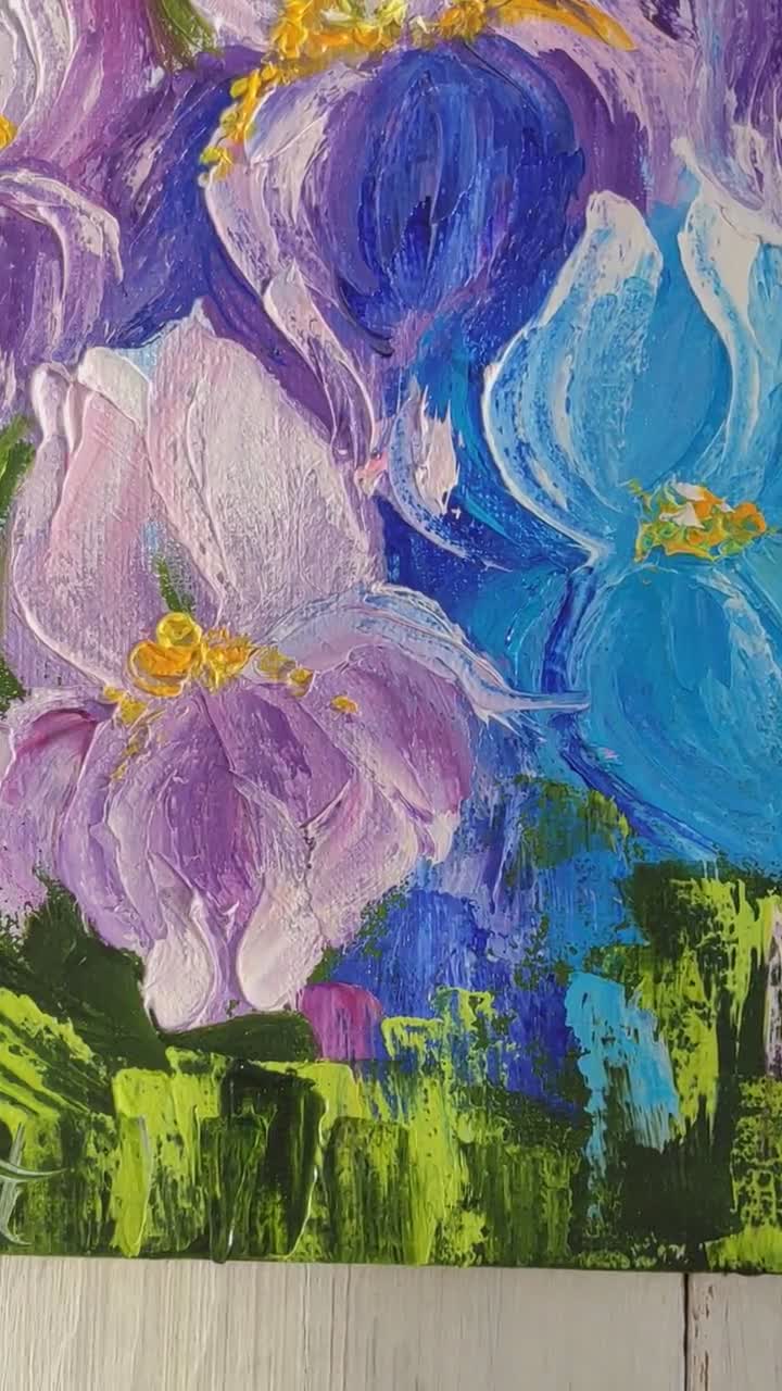 他の人はこちらも検索 アイリスの花の絵画 インパストアートワーク 草原の花の静止抽象 絵画