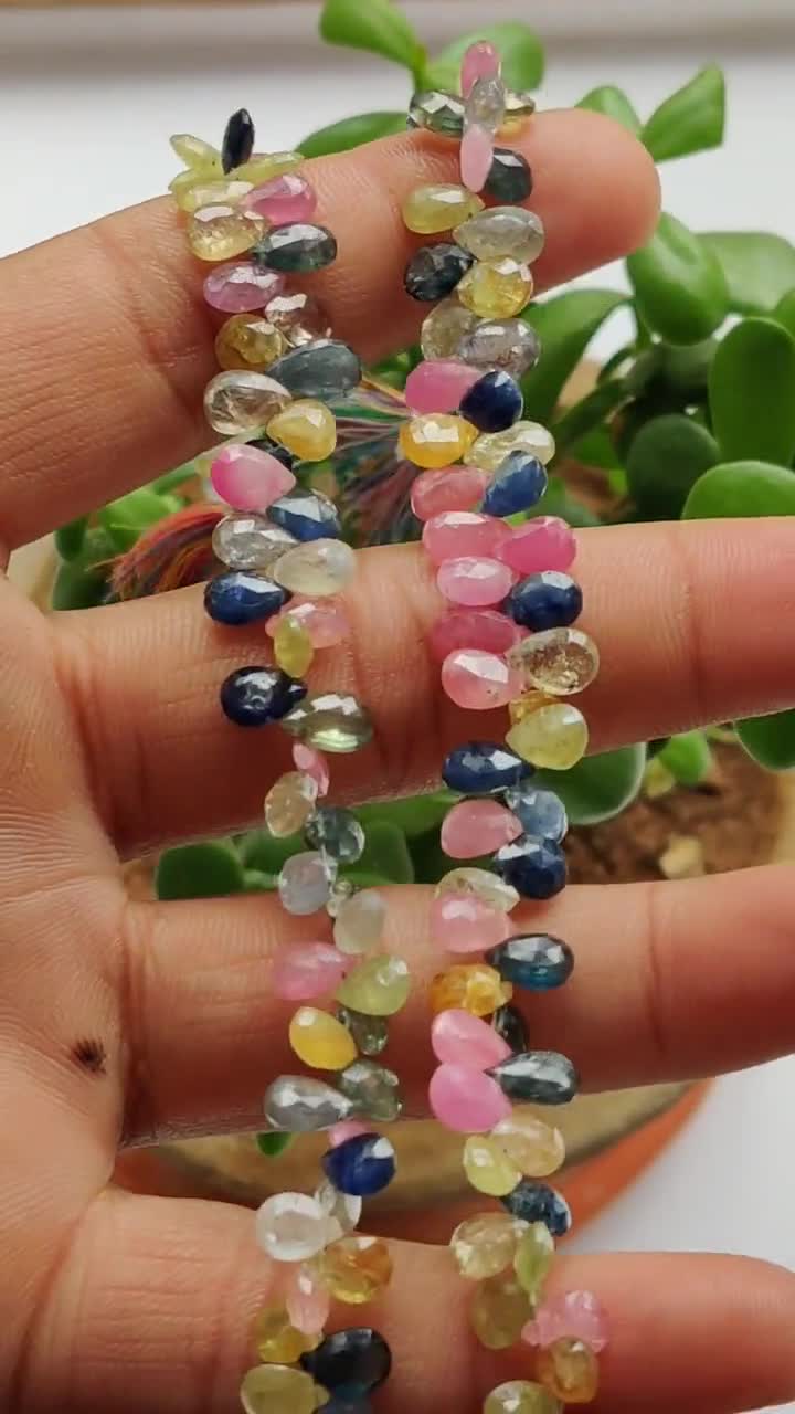 FULL STRAND SAPPHIRE Pear Flat Briolette Natural Gemstone Beads