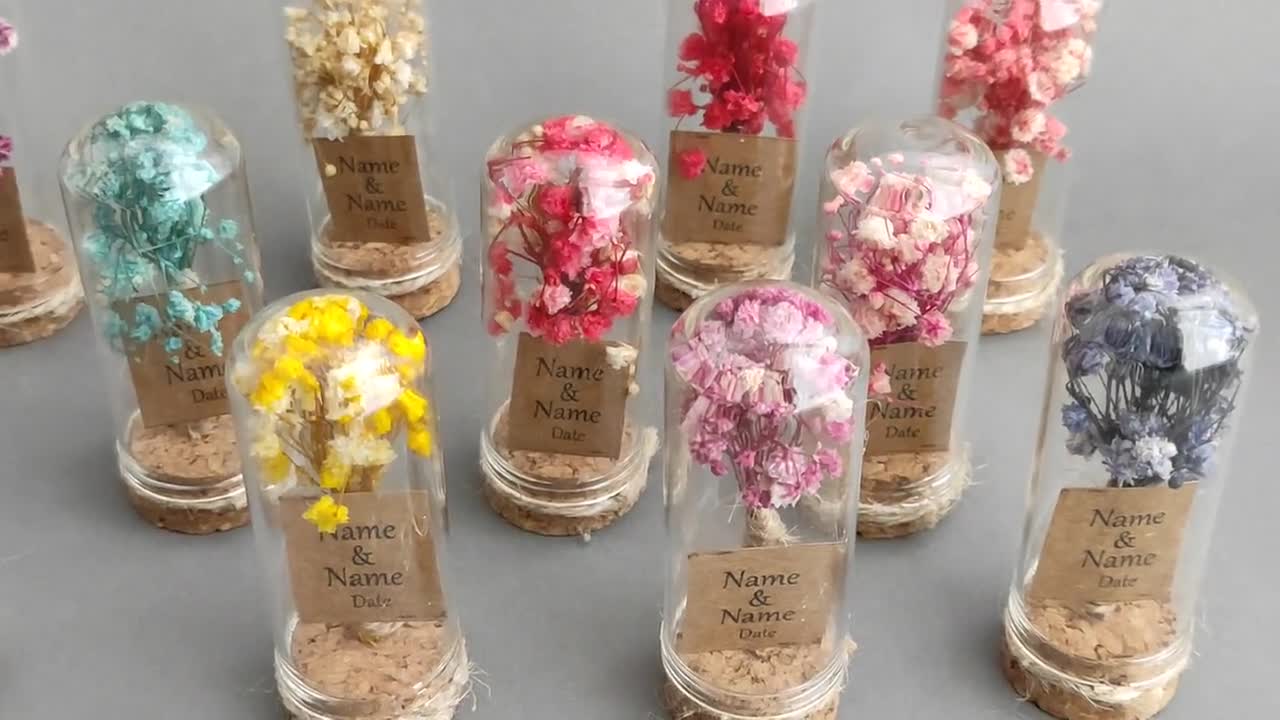 25 Pcs Mini Dried Flower Bouquet, Wedding Favor Magnet