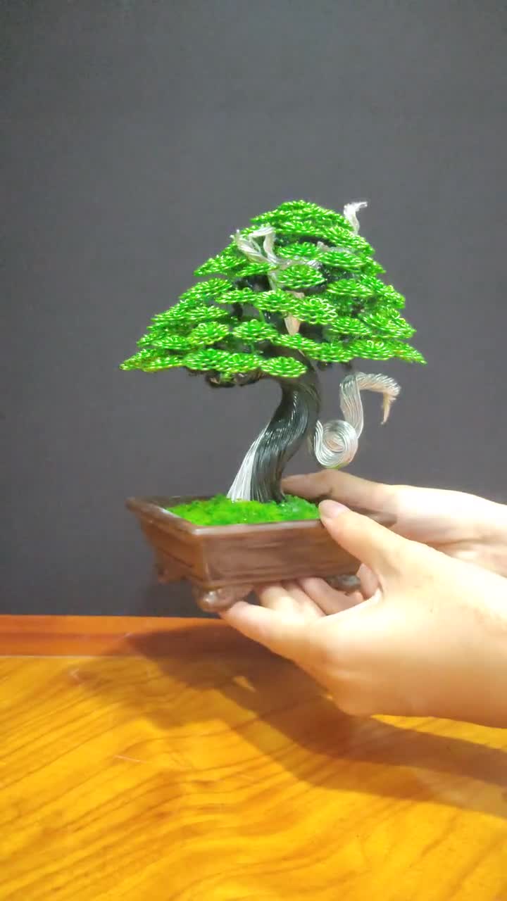 Escultura de árbol de bonsái de alambre con hojas verdes y macetas de  terracota Regalo de decoraciones para el hogar -  México