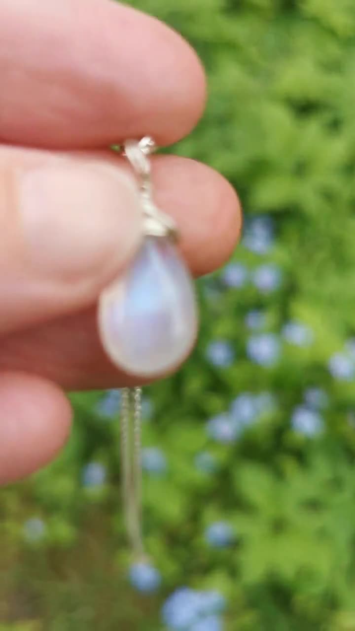 Rainbow Moonstone Charm with .925 Sterling Silver Necklace — Abbey Road  Collection