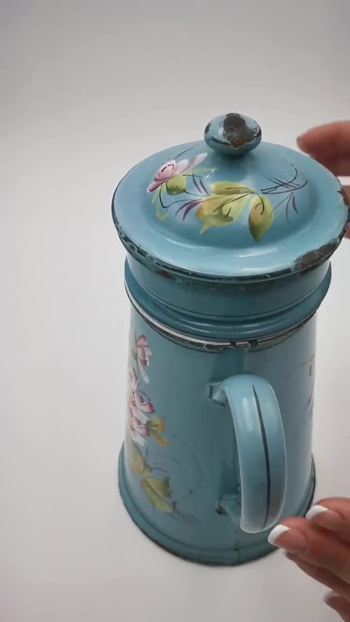 Antique Coffee Maker Painted / French Vintage / Lilac Décor / 
