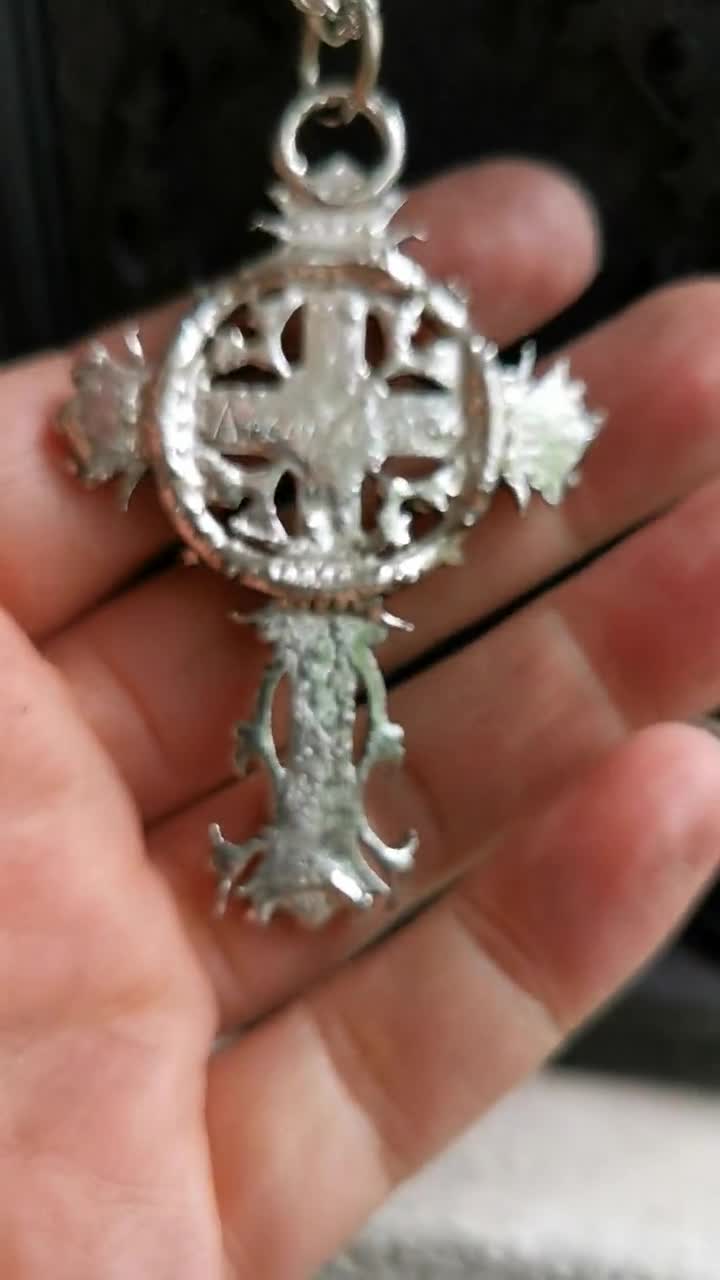 Gothic Cross Pendant With Gemstone - Etsy