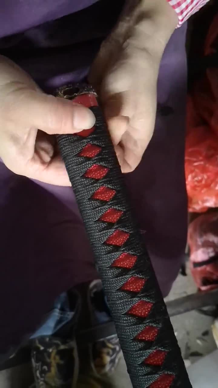 35cm Length Synthetic Silk Ito Red Rayskin Tsuka for