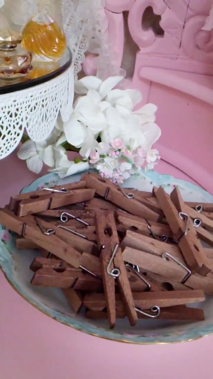 Tiny Mini Wooden Clothespins Crafts Pictures 50 Pc Art Farmhouse Shower  Wedding