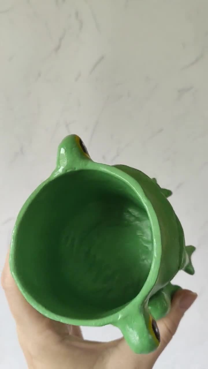 Vtg Frog Sponge Holder Toothbrush Holes Toothpaste Soap Green Ceramic  Hobbyist