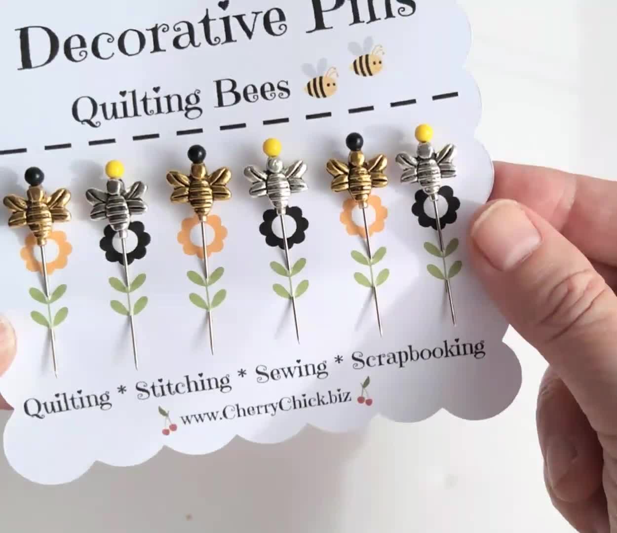 Decorative Bee Pins Decorative Sewing Pins Bee Pins Quilting Pins  Scrapbooking Pin Gift for Quilters Pretty Pins 