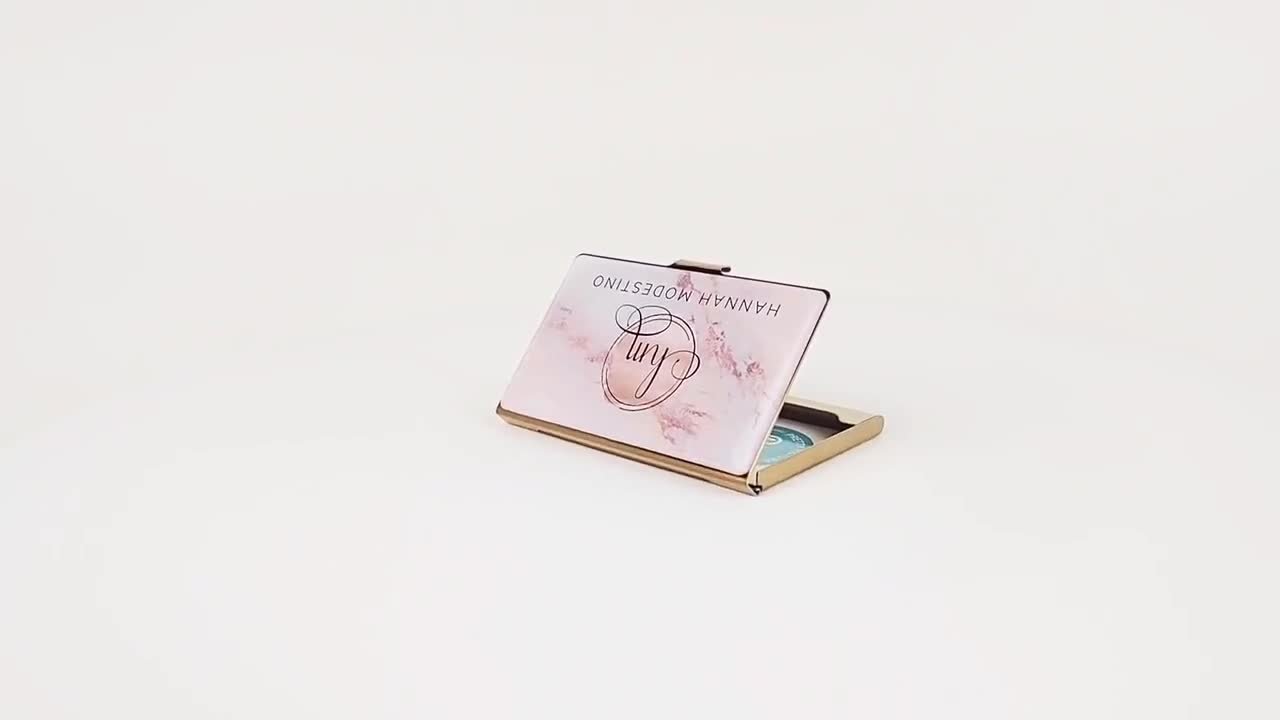 Custom Business Card Case Pink Marble Business Card Wallet Metal Card  Holder Gift for Her Rose Gold Business Accessory for Hairstylist E71B -   UK