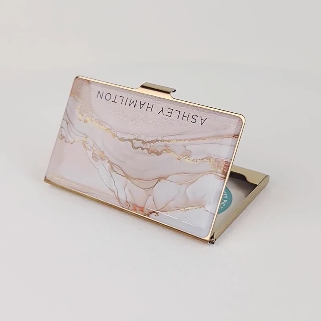 [JILLSTUART]★ROSELLA GOLD ACCORDION STYLE SLIM CARD HOLDER Custom Business Card Holder, Pink Gold Card Case, Gift for