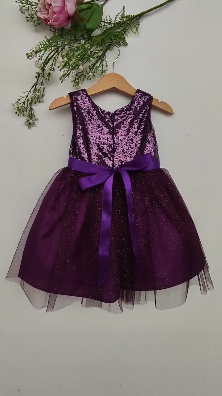 Purple flower girl dress, plum flower girls dress, toddler dress purple  sequin, eggplant party dress, baby dress deep purple, tutu dress