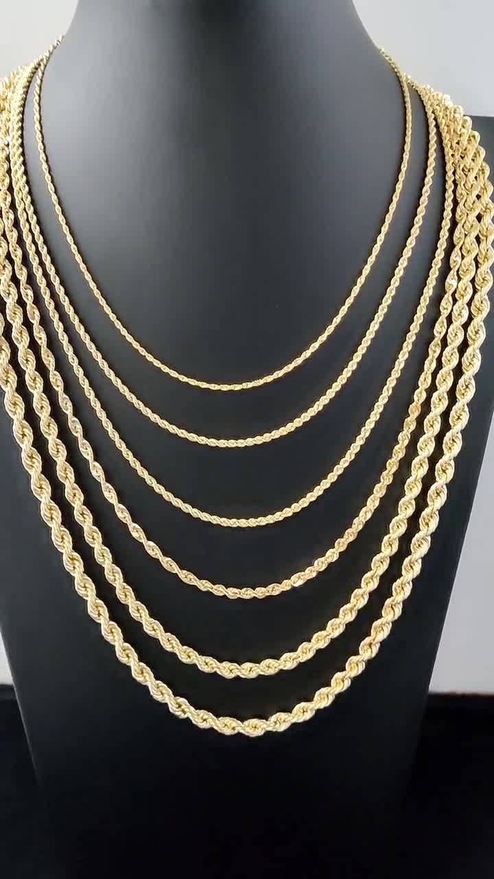 10K Gold Rope Chain Gold Rope Chain Necklace 2mm 2.2mm 2.6mm 3.2mm