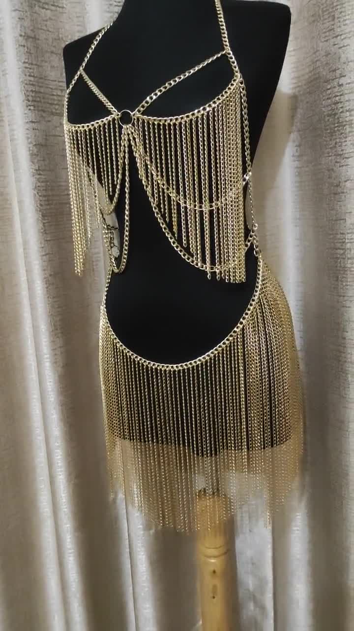Maternity Shoot Dress Gold Fringedtasseled Dress Chain Set 