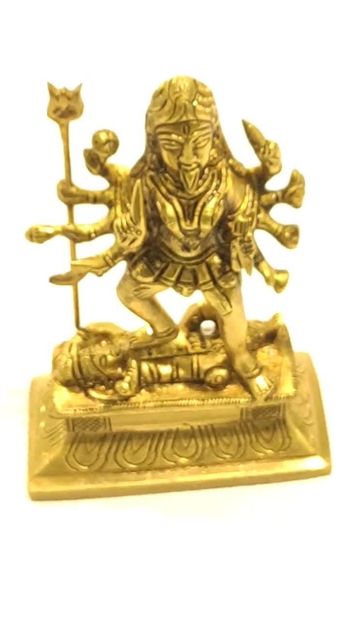 Estatua de la diosa Kali en latón, ídolo Mahakali de 4 pulgadas, Kalika, Adi Shakti, Adi Parashakti, diosa hindú del tiempo, el poder, la creación y la destrucción. video poster