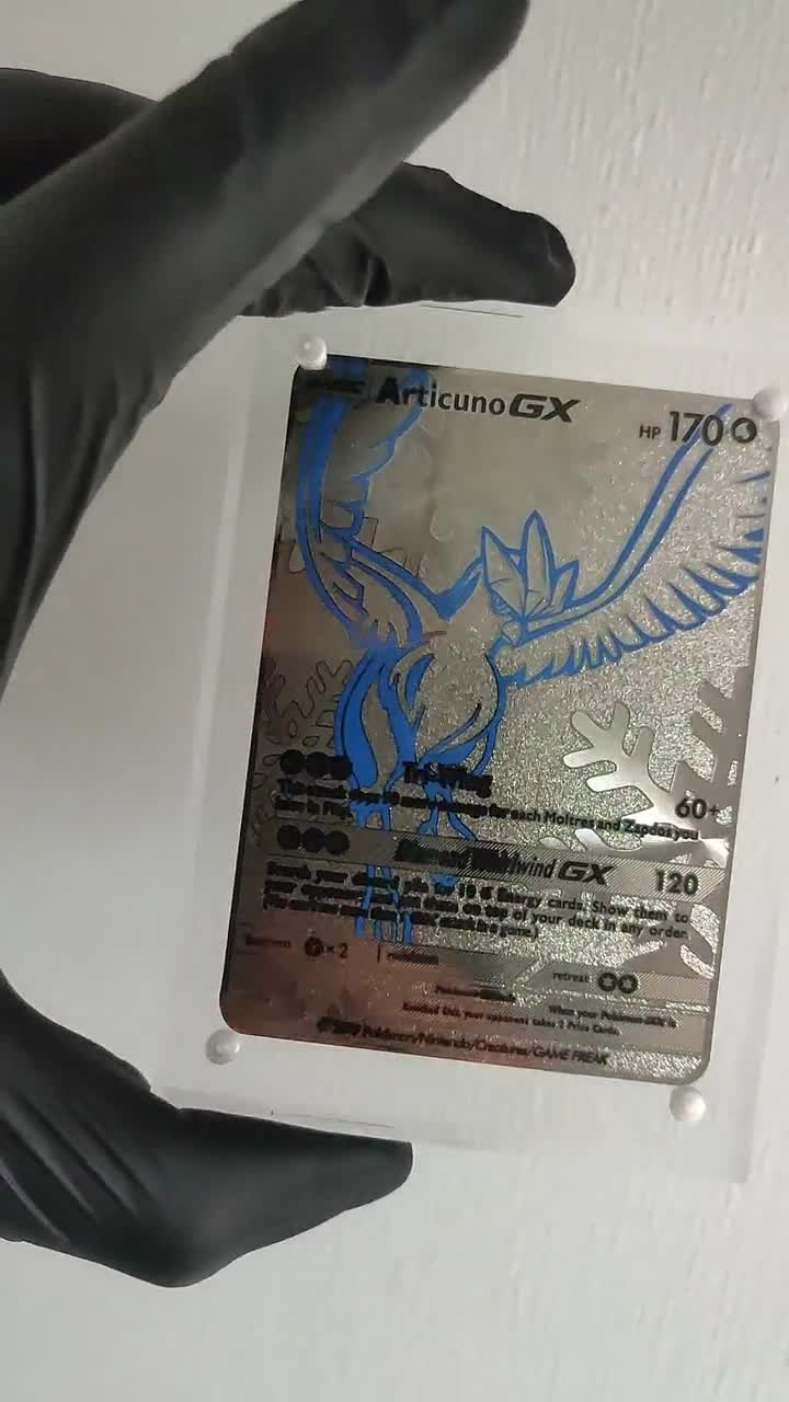 Articuno Silver Shiny Pokémon Card in A Magnetic Freestanding 