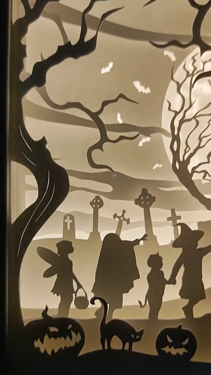 Scary Witch Face 3D Light Box Paper Cut · Creative Fabrica