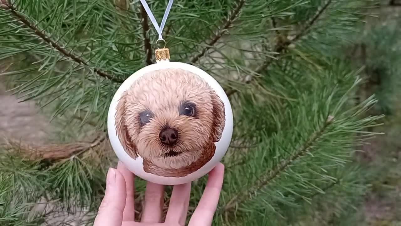 Custom Hand Painted Pet Portrait Bauble Yorkshire Terrier