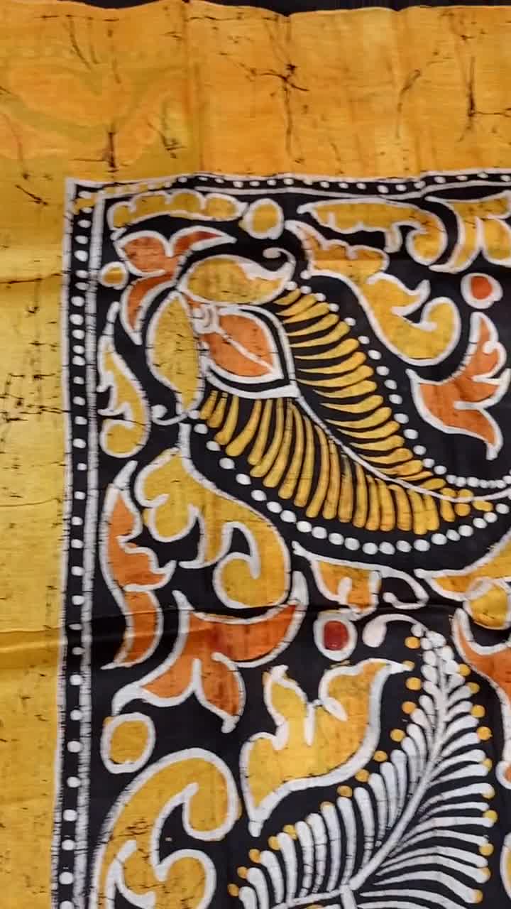 SilkMark Certified Hand Painted Batik Silk Saree with Blouse Piece | Wax  Batik Murshidabad Pure Silk Saree for Women | Murshidabad Silk Sari