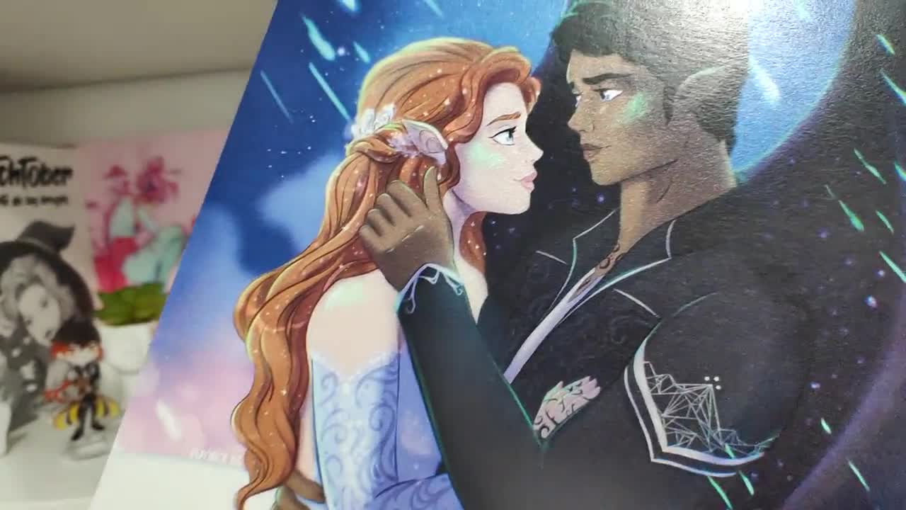 Illustrazione a colori di Feyre e Rhysand dalla serie ACOTAR di Sarah J  Maas -  Italia