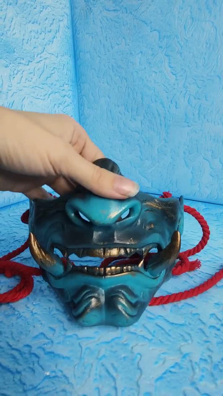 Japanese Samurai Oni Demon Jade Half Mask | FINISHED&PAINTED