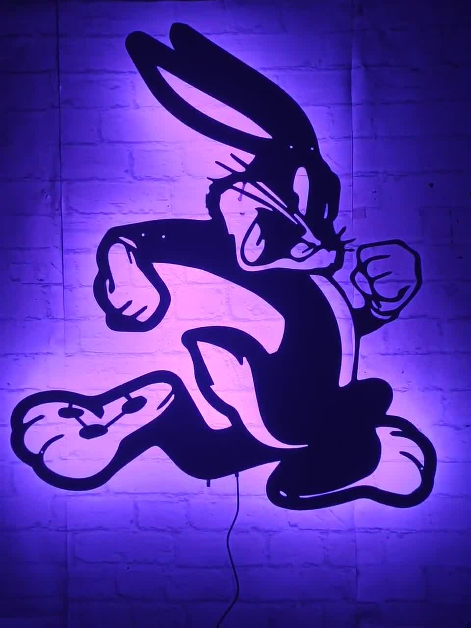 Bugs Bunny Lighted Wooden Wall Art: RGB LED Remote Control - Etsy