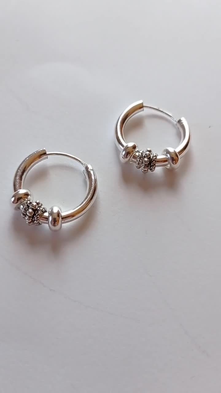 Silver Hoop · 925 Silver Hoop Earring With 3 Silver Charms