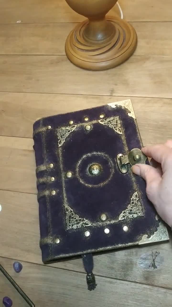 Purple Suede Vintage Book Leather Aged Book of Shadows