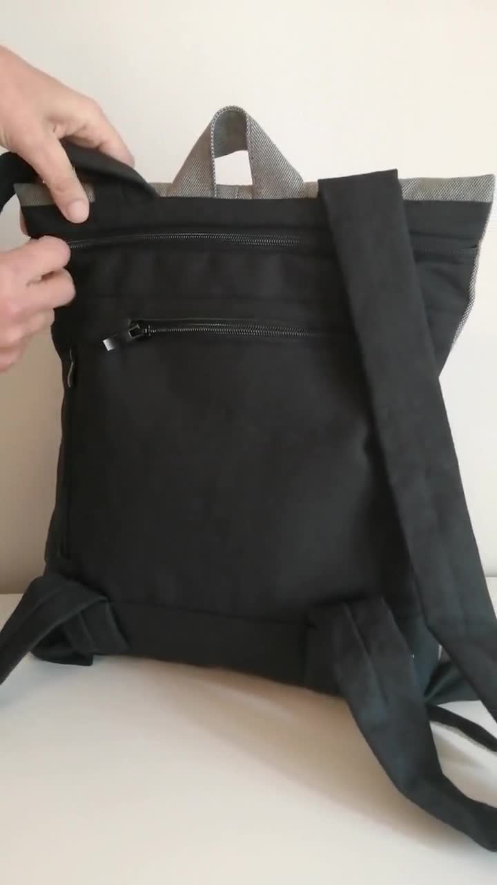Convertible City Backpack Crossbody Bag Waterproof Canvas Bag Chic