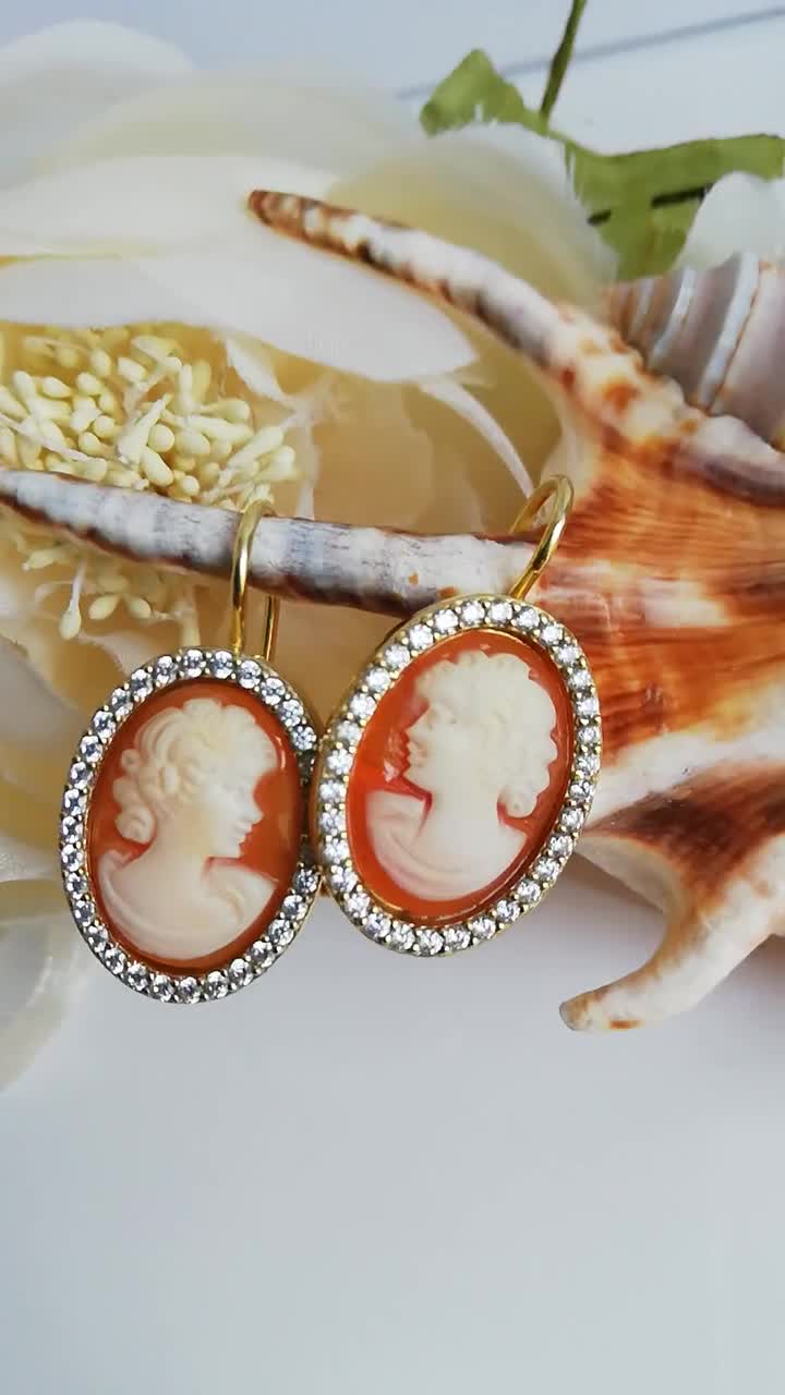 Pendant earrings with pearls and deals cameo sardonic cameo profile girls in silver 925 rhodium-plated women's jewelry craftsmanship