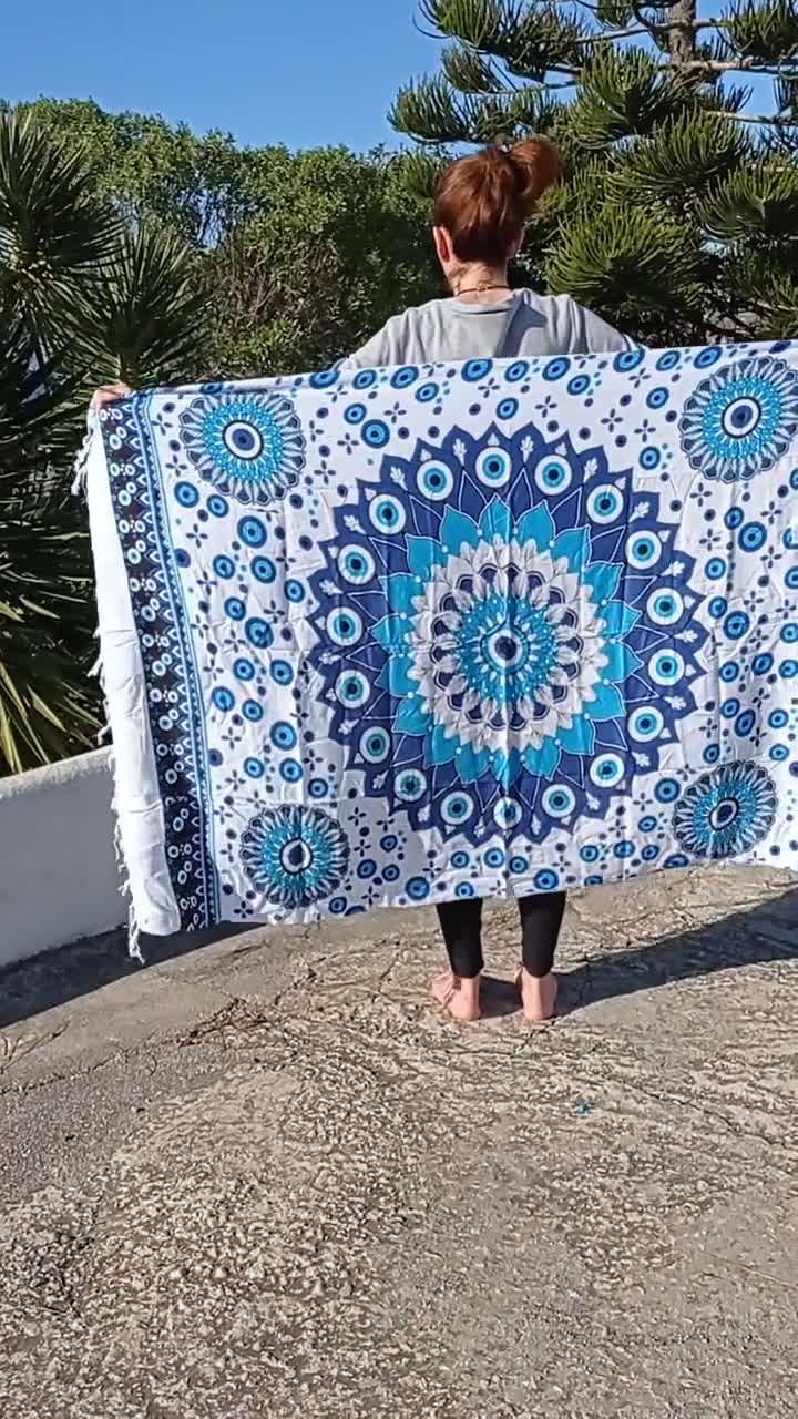 Mandala sarong pareo beach cover up with evil eye video poster