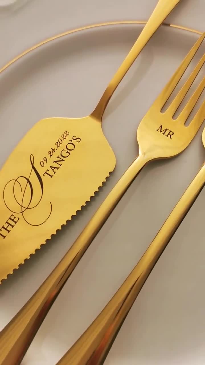 Cubiertos personalizados de acero inoxidable con cuchara, tenedores y  cuchillos, el nombre personalizado se grabará en tu vajilla, tenedores  grabados
