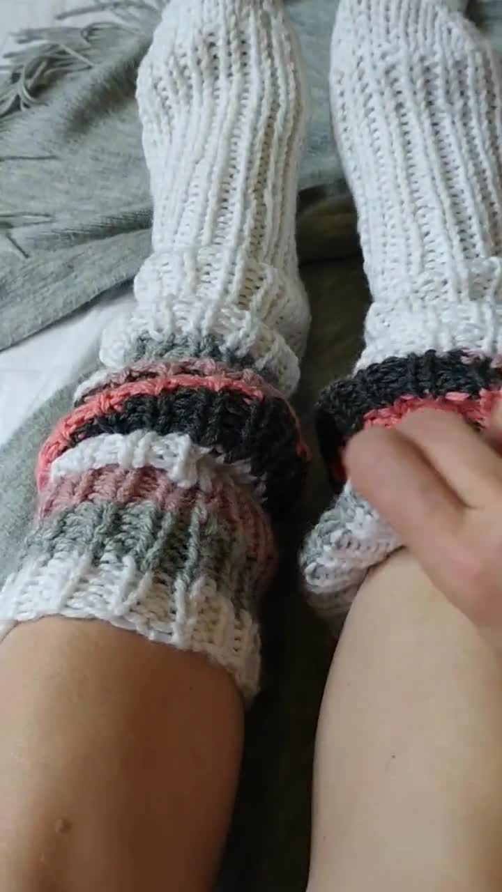 Super Fluffy Hand Knitted Socks Fuzzy Socks Fur Socks Paws Socks 