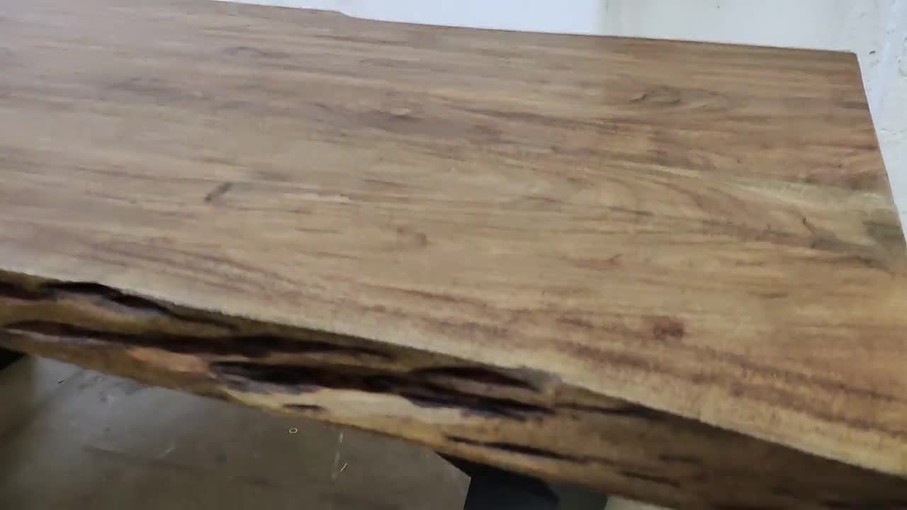 Tavolo da pranzo Xano 140-260 cm con bordo in legno massello di acacia tavolo da cucina con struttura a X tavolo in legno massello video poster